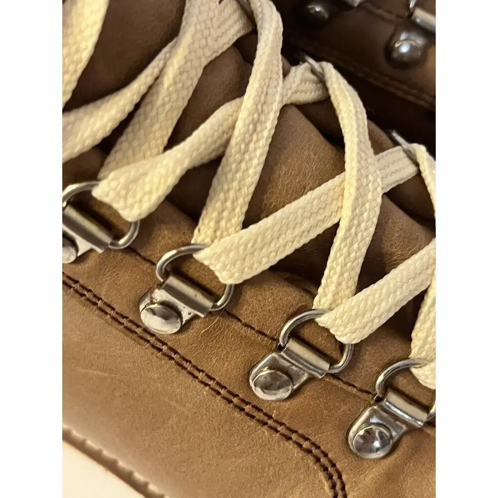 Nisolo Go-To City Hiker Boots •Wimen 8.5• Tan Almond Lace Up Anthropologie $350